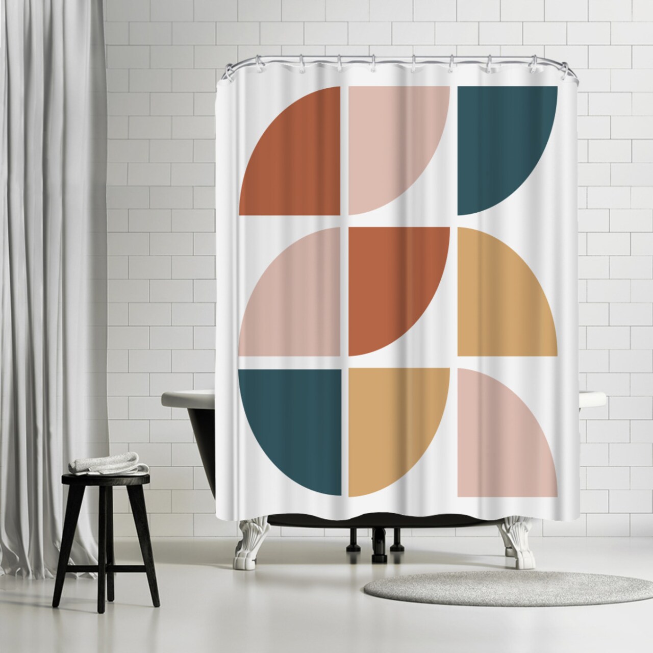 Mid Century Circles by ArtPrink Shower Curtain 71&#x22; x 74&#x22;